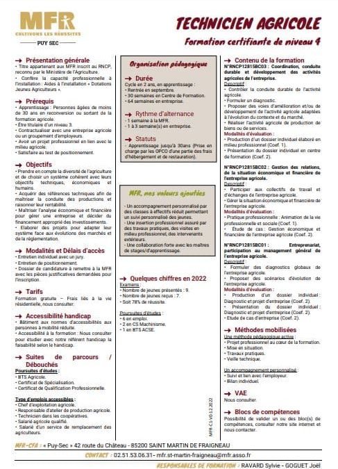 Fiche TA MFR Puy Sec