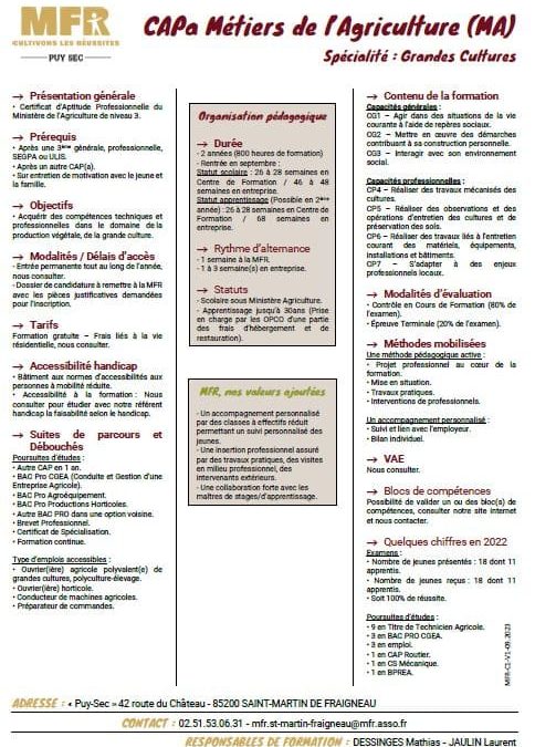 MFR PUY SEC CAPA MA 2023