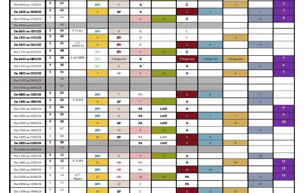 Planning 2023-2024 -MFR PUY SEC-